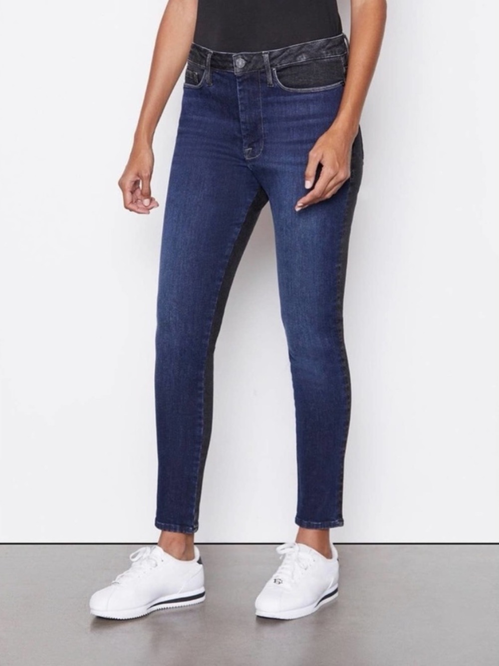 Frame Denim Skinny JeansBlue Black Two Tone Colorblock Size 2